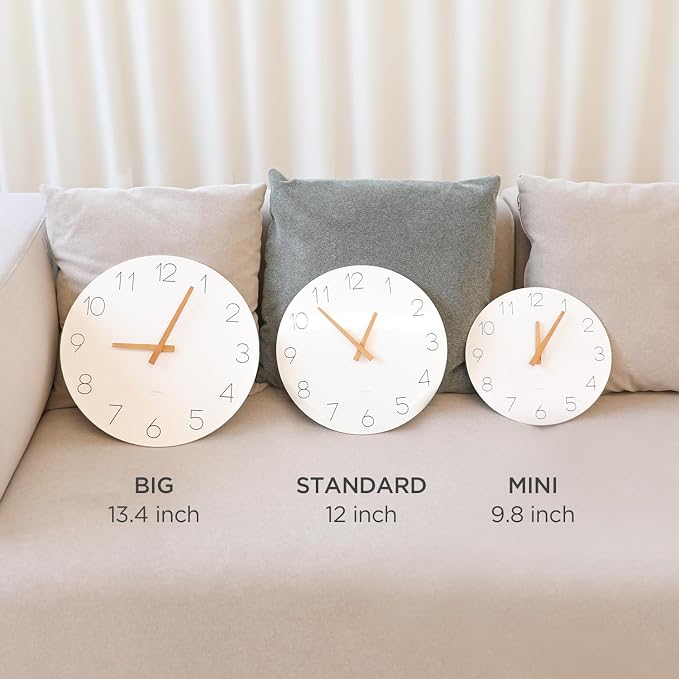 mooas Flatwood Wall Clock, 9.8" Silent Non-Ticking Sweep Movement Decorative - Image 4