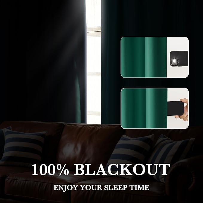 RYB HOME 100% Blackout Basement Curtains 30 inches Long, Heat & UV Blocking - Image 5