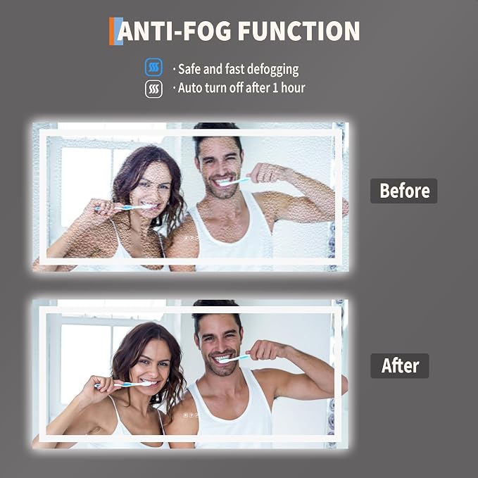 LED Bathroom Mirror 60 x 30 inch, Lighted Bathroom Vanity Mirror - Image 6