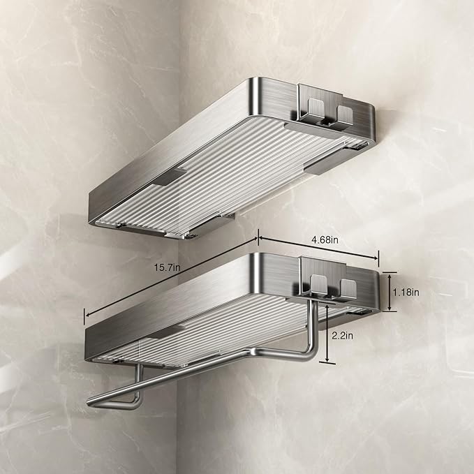 VOLPONE Stainless Steel Wall Mounted Bathroom Shelves - Image 6