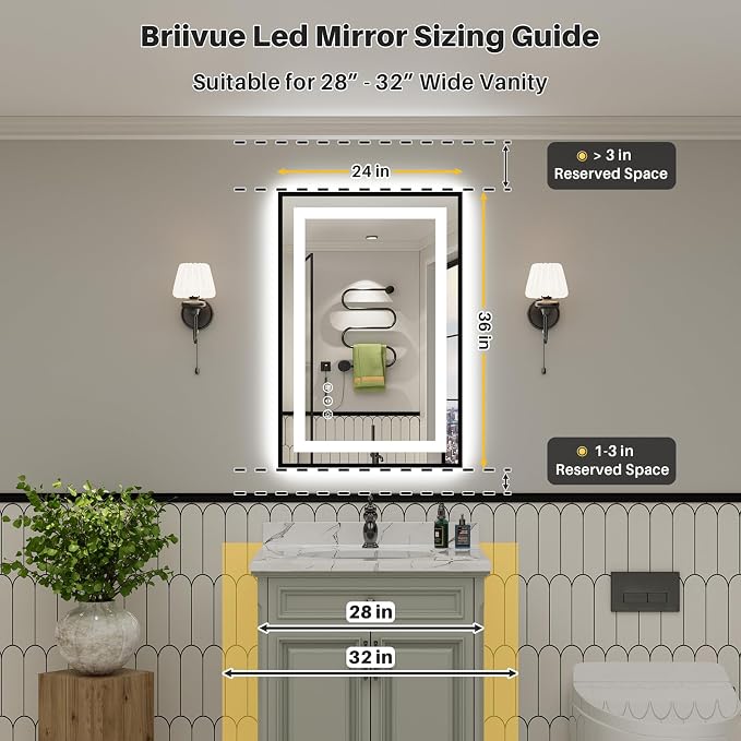 24x36 Inch LED Bathroom Mirror - Image 2