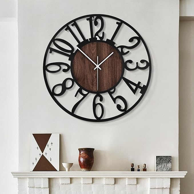 LEIKE Large Wall Clocks, Non Ticking, Battery Operated Big Retro Round Modern by LEIKEWALLCLOCK