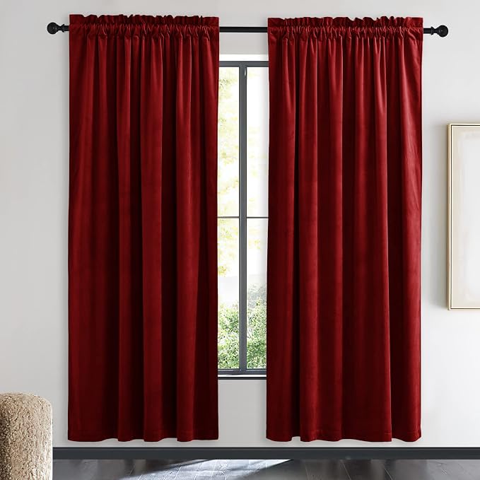 NICETOWN Christmas Red Velvet Curtains and Drapes by NICETOWN
