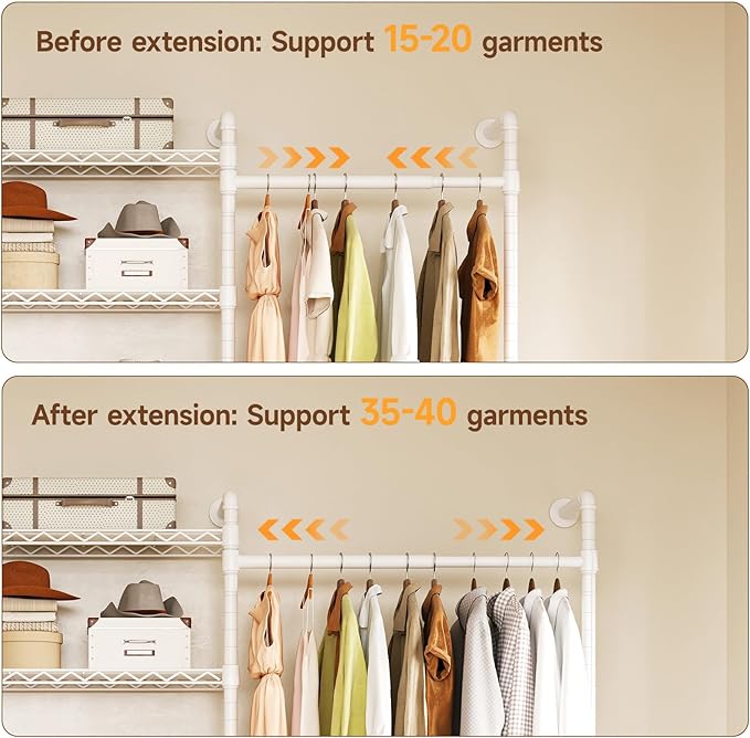 L2 Wall Mounted Closet System, Industrial Pipe Clothing Rack Clothes Racks - Image 7