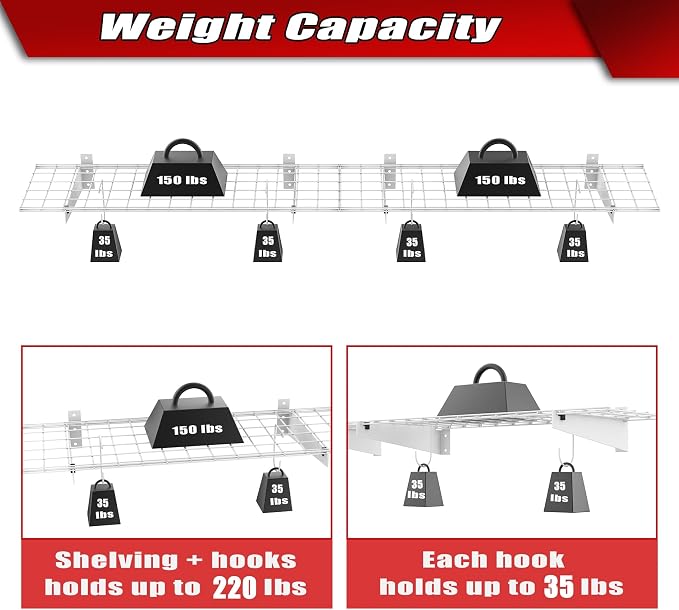 WALMANN 2 Pack Garage Wall Shelves, 45x15 inch Wall Mounted Storage Shelves - Image 6
