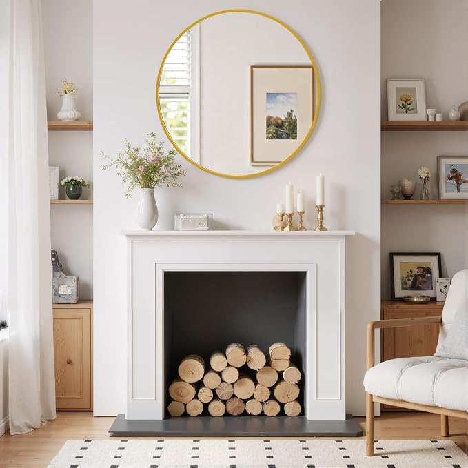 Round Wall Mirror 20 Inch Gold Vanity Mirror - Image 6