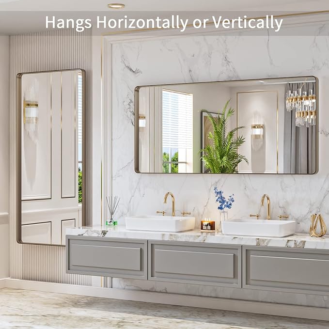 LOAAO 60”X28” Bronze Bathroom Mirrors - Image 4