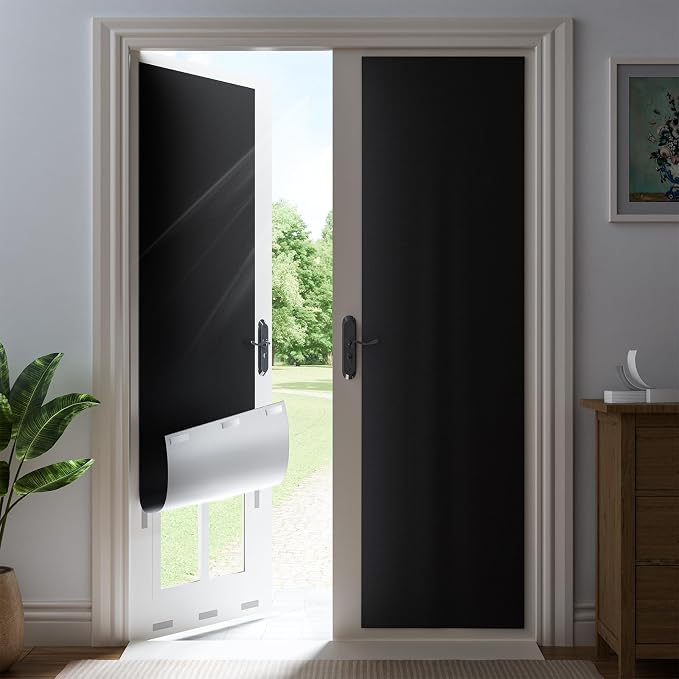 56" W x 64" L 100% Blackout Curtains, Total Darkness No-Drill Black Out Window by ZELMINE