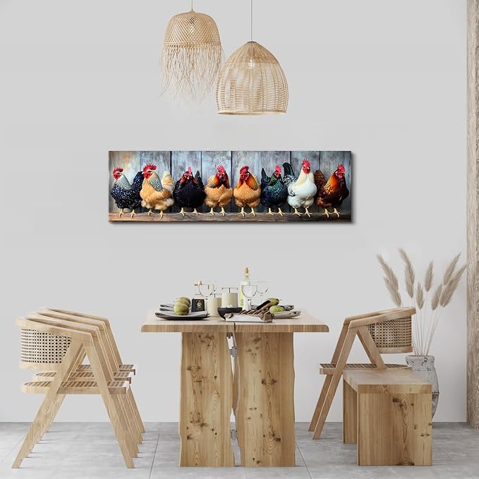 Large Farm Chicken Wall Art Rooster Kitchen Wall Decor Rustic Farmhouse Coop - Image 5