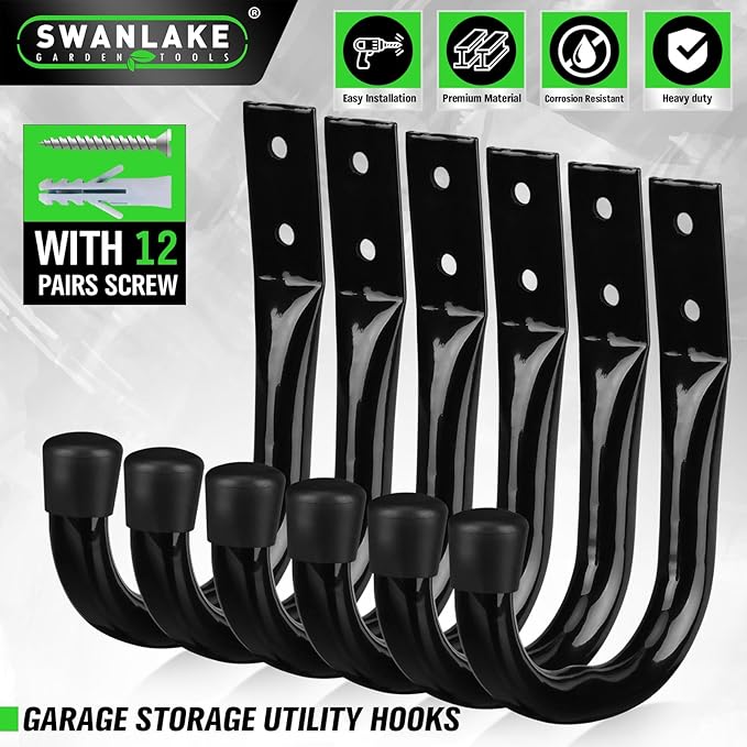 Heavy Duty Garage Storage Hooks, 6-piece Bike Hooks - Image 2