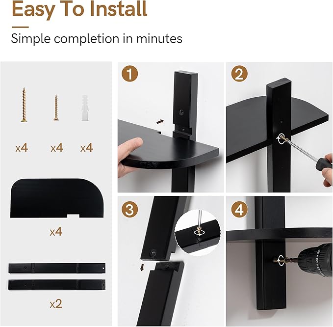 Afuly Black Floating Shelves for Wall Display Shelf Unit Modern Decorative - Image 8
