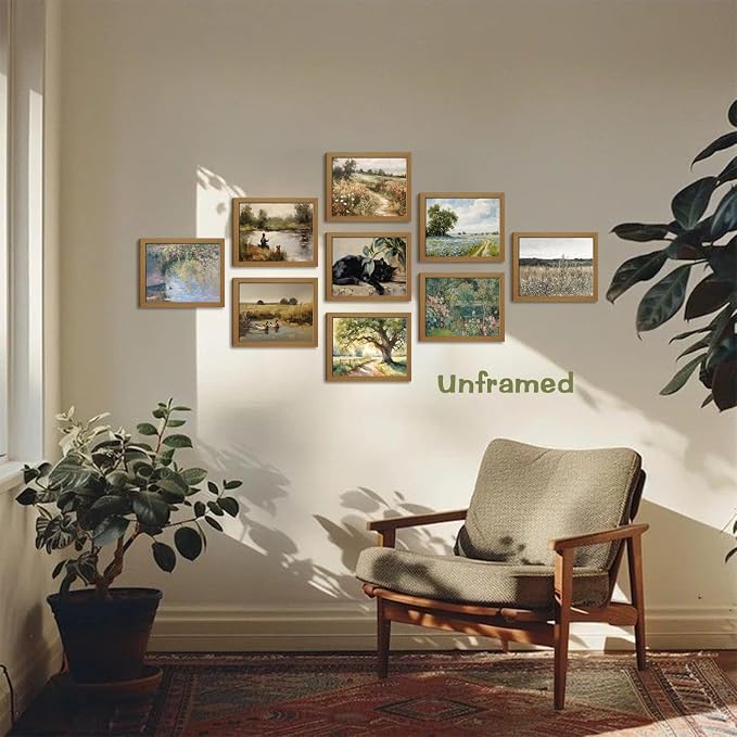 SEHSUVC Vintage Country Classic Oil Wall Art Set of 9, Flowers Tree Farmhouse - Image 2
