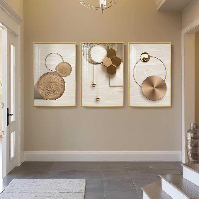 Large Framed Modern Luxury Gold Wall Art - Image 4