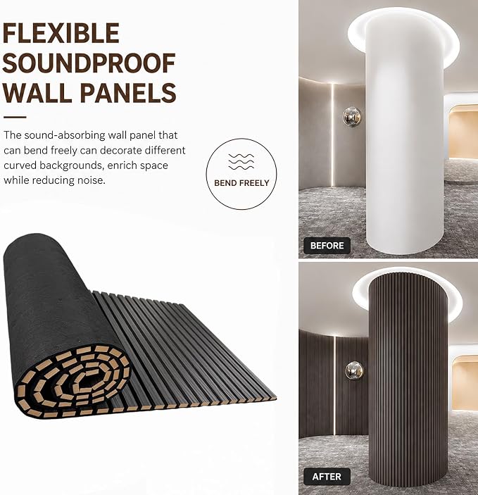 94.5 x 23.6 in Acoustic Wood Wall Panels, 3D Flexible Soundproof Absorbing - Image 6