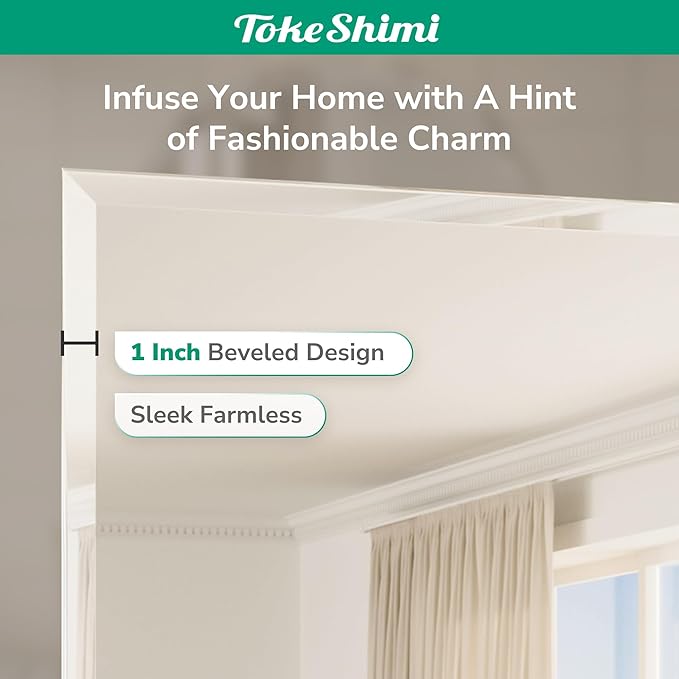 TokeShimi 60x36 Frameless Beveled Bathroom Mirror Rectangle, Tempered Rectangle - Image 5