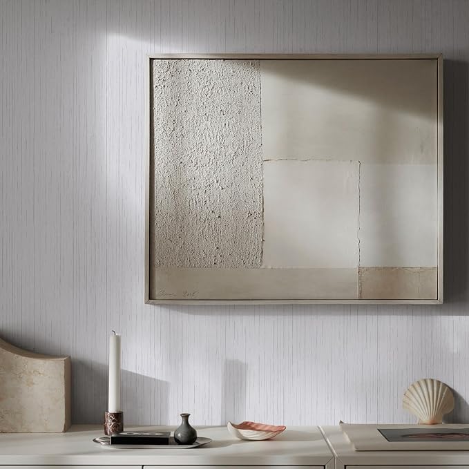 White Grasscloth Peel and Stick Wallpaper Texture Contact Paper A Set of 15.7" - Image 4