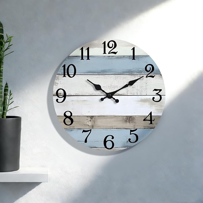 JoFomp 10 Inch Wooden Wall Clocks Battery Operated, Silent Wall Clock Non - Image 6