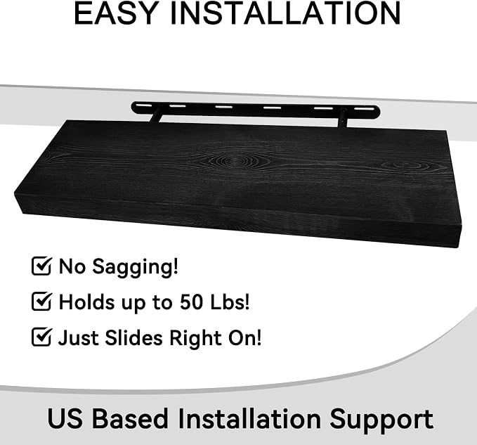 BGMG Wood Floating Shelves for Wall 30 inch Set of 2, Solid Wood Wall Mount - Image 5