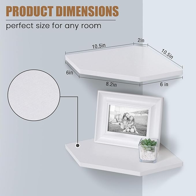 Fun Memories Corner Shelf Wall Mount, Floating Corner Shelves, Rustic Wood Wall - Image 2