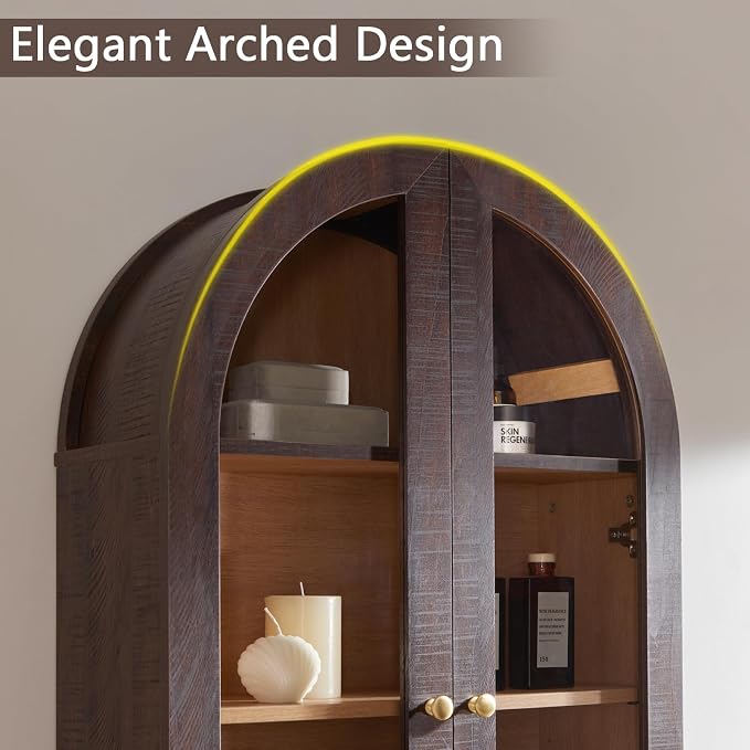 Bathroom Arched Wall Cabinet Over The Toilet Storage Cabinet, 23.5×31.4 Inch - Image 4