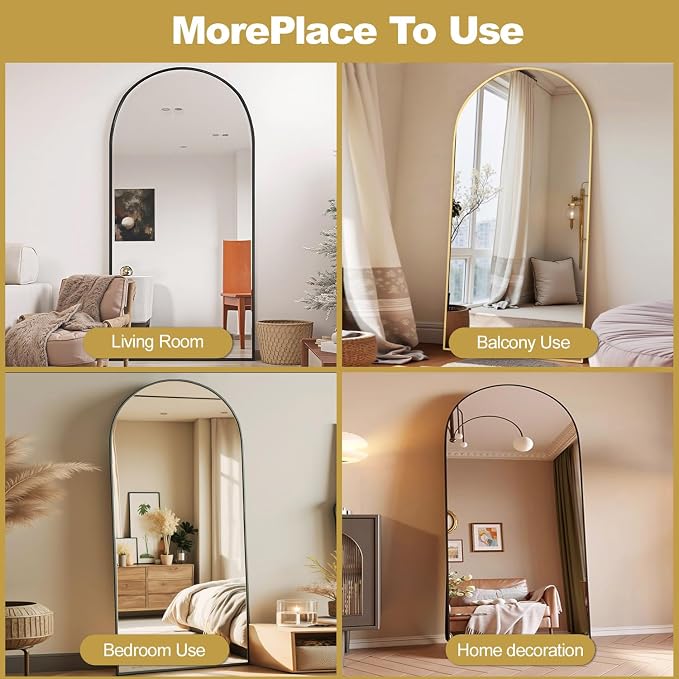 Prywot Arched Full Length Mirror, Modern Full Body Mirrors - Image 8