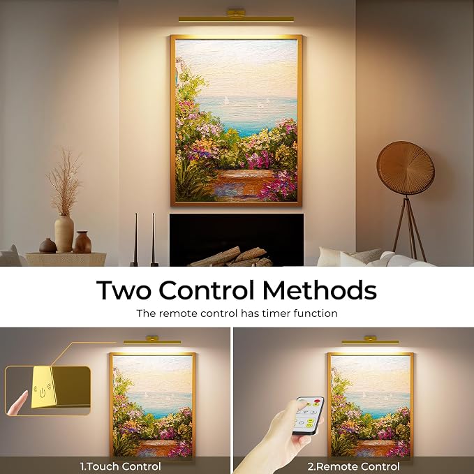 Afyuol Picture Lights for Wall, Battery Operated Picture Light 24in Gallery - Image 6