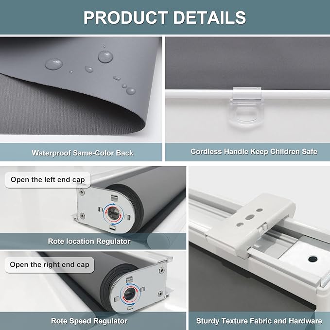 AOSKY Cordless Roller Shades Blackout Blinds - Image 3