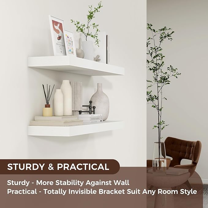 Venusmiles Floating Shelves for Wall 24 inch Long, Engineered Wood Wall Shelves - Image 4