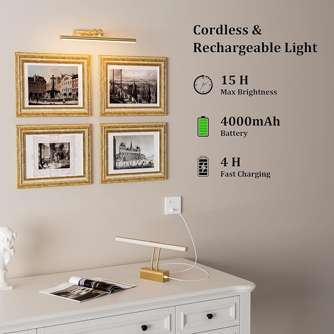 Battery Operated Wall Light for Living Room, 4000mAh Picture Light for Wall Set - Image 5