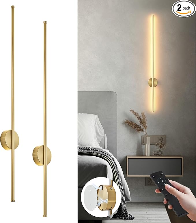 Battery Operated Modern Wall Sconces Set of Two, Rechargeable Wireless Wall by KARTOOSH
