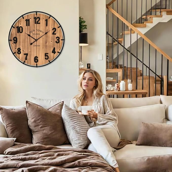 EMAX HOME Large Old Town Farmhouse Wall Clock 20 Inches - Image 8