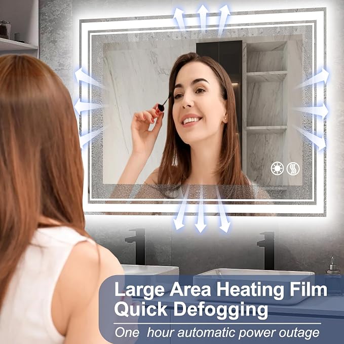 40“ x 32” Bathroom Mirror with Lights LED Mirror - Image 3