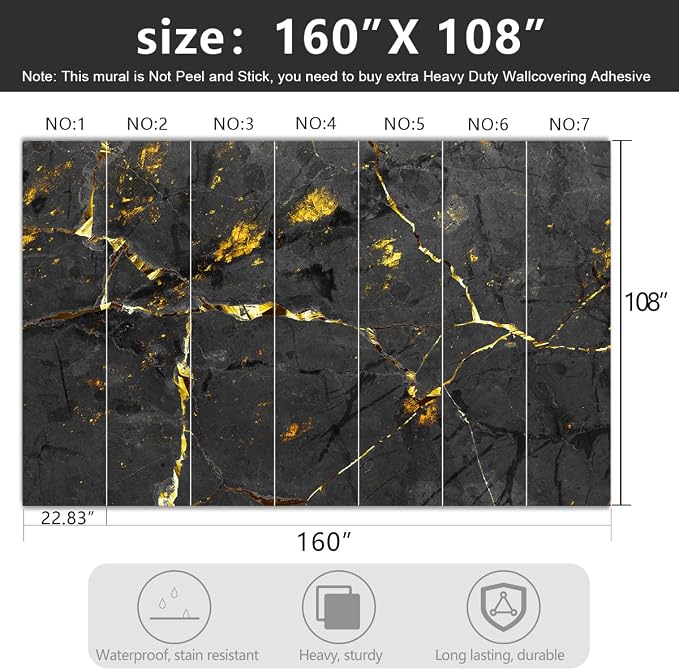 -Black and Gold Marbled Fabric Wallpaper Dark Abstraction Art Living Room - Image 4