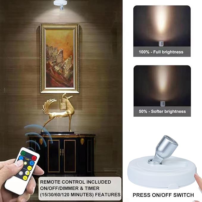 HAMVIDNE LED Spotlight, Battery Operated Picture Lights, Uplighting Indoor - Image 2