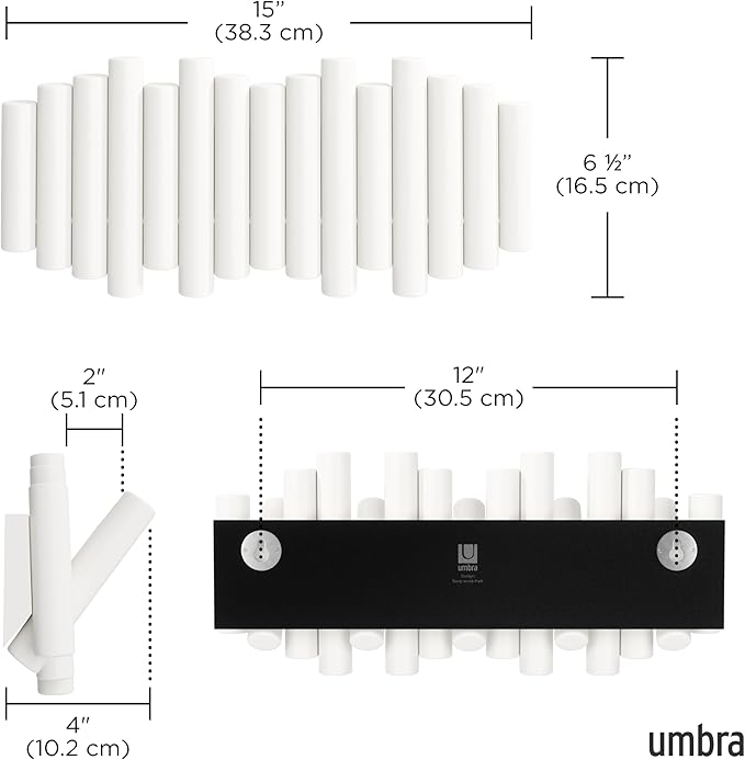 Umbra Picket Wall-Mounted Coat Rack Rail Hook - Image 3