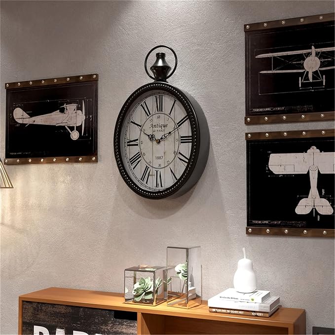 Menterry Small Retro Oval Wall Clock, Antique Old Design, Battery Operated - Image 5
