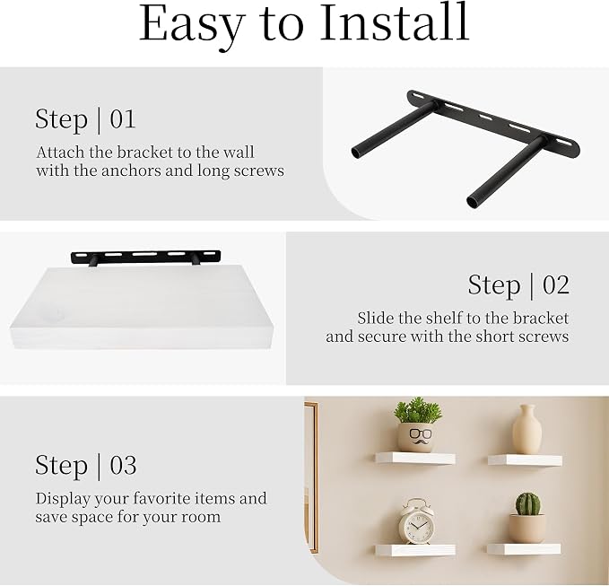 BGMG Wood Floating Shelves 12 inch Set of 2, Solid Wood Wall Shelves - Image 5