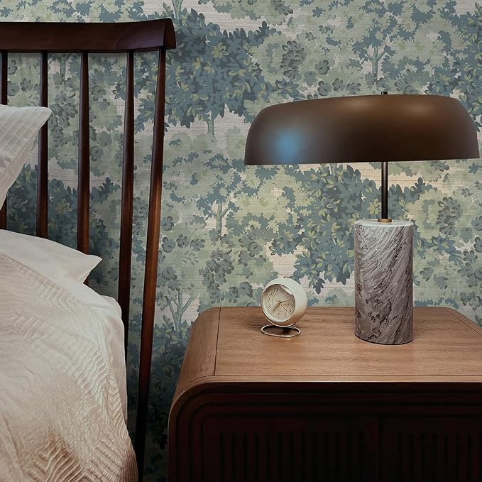 Tempaper Textured Green Canopy Toile Faux Grasscloth Removable Peel and Stick - Image 5