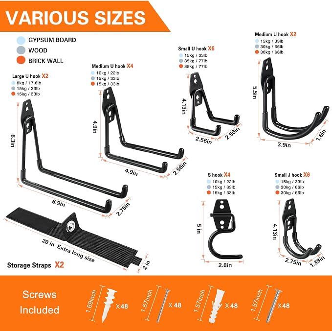 HUPBIPY 26 Pack Garage Hooks Heavy Duty Utility Steel - Image 2