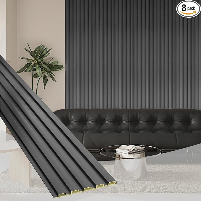 OUZUGIE WPC Acoustic Slat Wall Paneling, Living Room, TV Background, Study Room by OUZUGIE