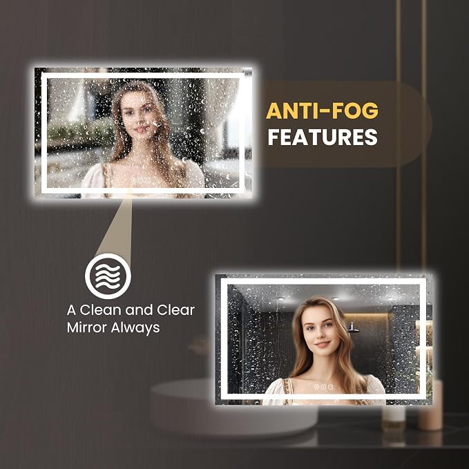 LOAAO 80"X40" LED Mirror for Bathroom, Lighted Bathroom Mirror - Image 4