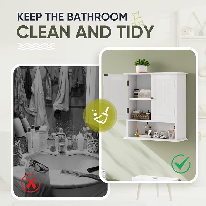 Smuxee White Bathroom Cabinet Wall Mounted, Small Bathroom Medicine Cabinet - Image 7