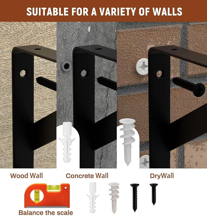 LEOPO Corner Floating Shelves Wall Mounted Set of 6, Corner Wall Shelves Rustic - Image 6