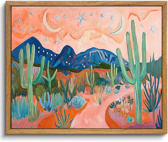 AtterrirArt Framed Boho Wall Art, Vintage Desert Picture Painting Print by AtterrirArt
