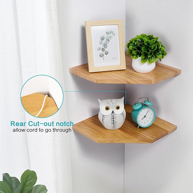 Corner Wall Shelf, Corner Floating Shelf Solid Oak Wood Display Shelf - Image 5
