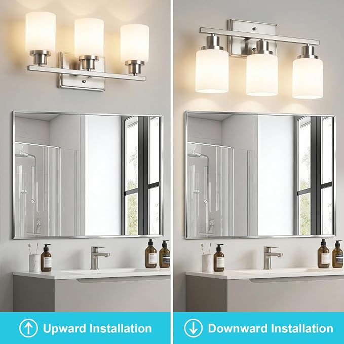 Ascher Bathroom Light Fixtures, 3-Light Vanity Light Over Mirror, Modern - Image 3