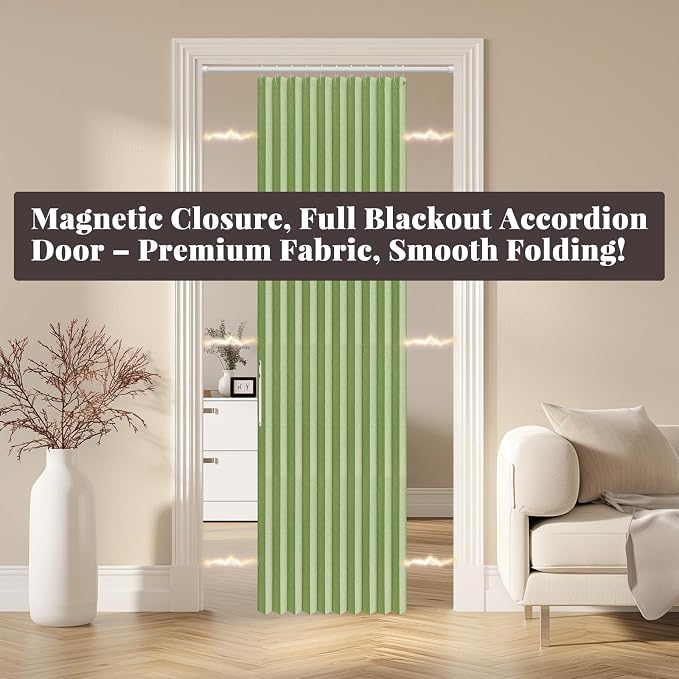 AJAZZ 100% Blackout Magnetic Door Curtain Accordion Doors Interior Folding - Image 7