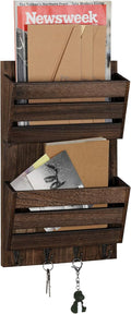 BTY Mail Holder for Wall, Wooden Mail Sorter by BTY