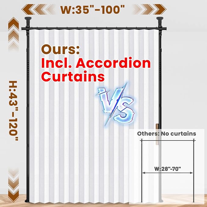 100% Blackout Room Divider Curtains Sets White W100 x L96 in 1 Panel No Drill - Image 2