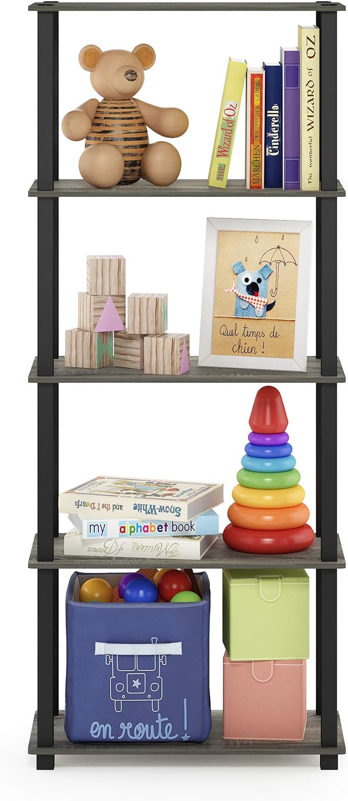 Furinno TURN-S-TUBE Book Shelf, 5-Tier Toolless Storage Shelves - Image 3